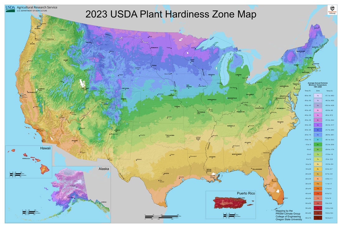 USDA Plant Hardiness zone map