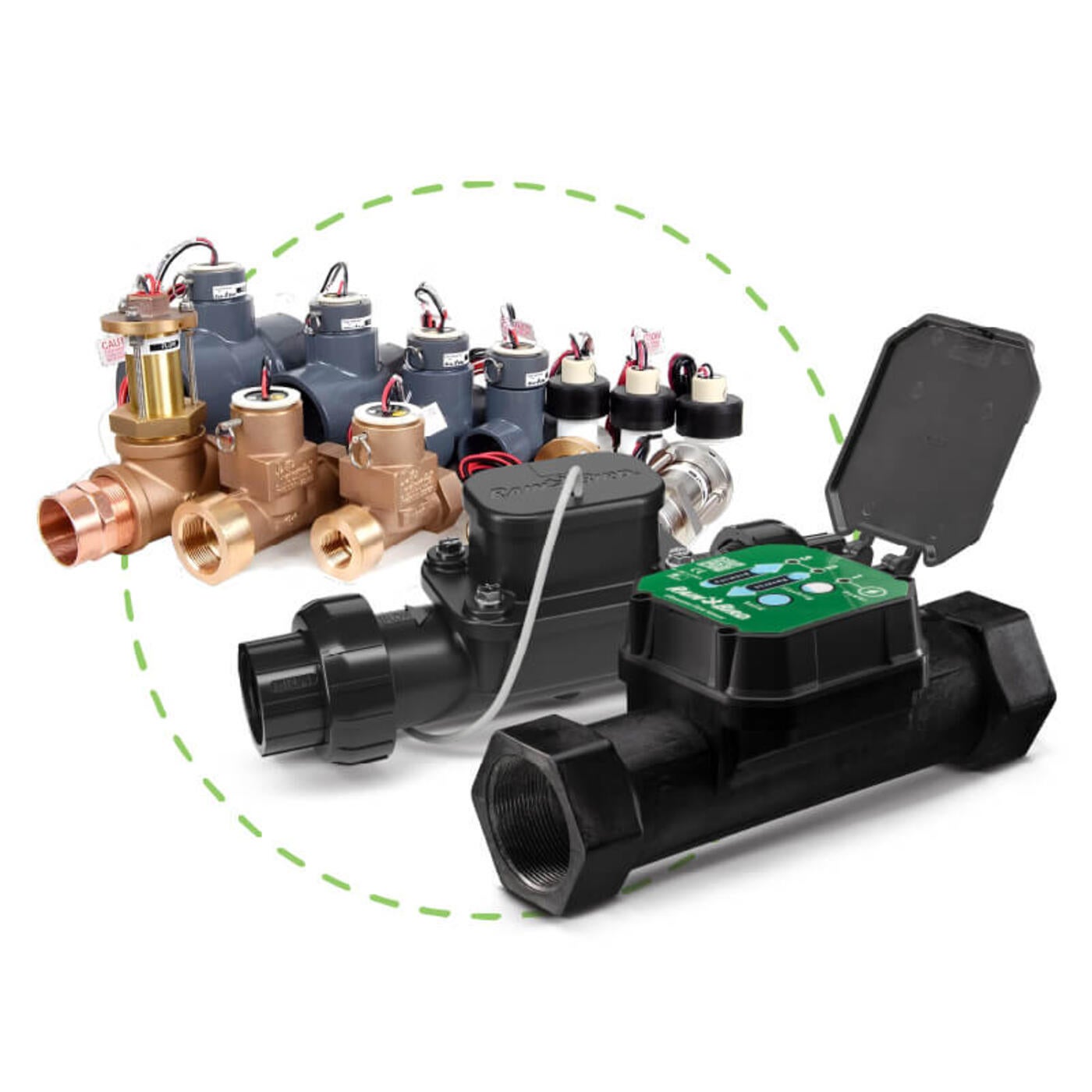 Product grouping of four Rain Bird flow sensors